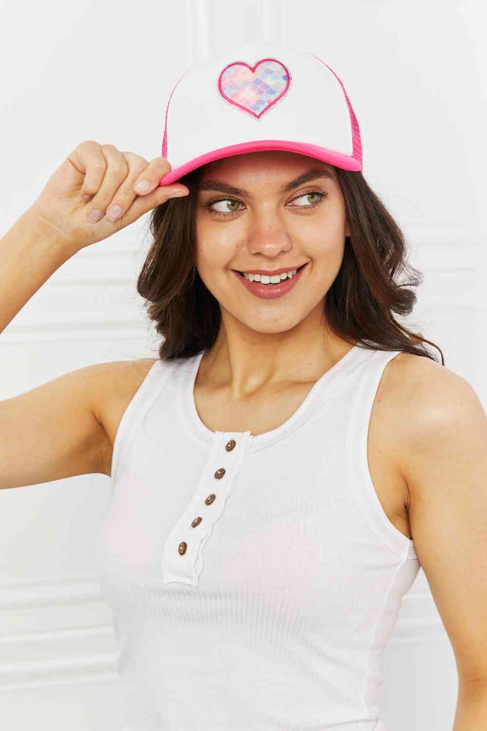 One and Only Trucker Hat in Pink - PEONIES & LIME