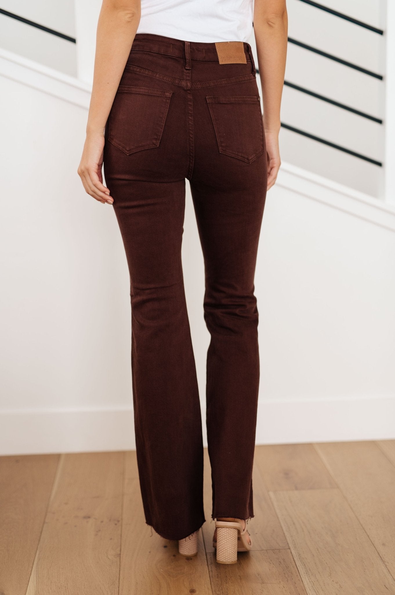 Sienna High Rise Control Top Flare Jeans in Espresso - PEONIES & LIME