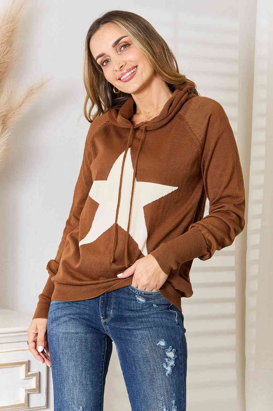 Star Graphic Hooded Sweater - PEONIES & LIME