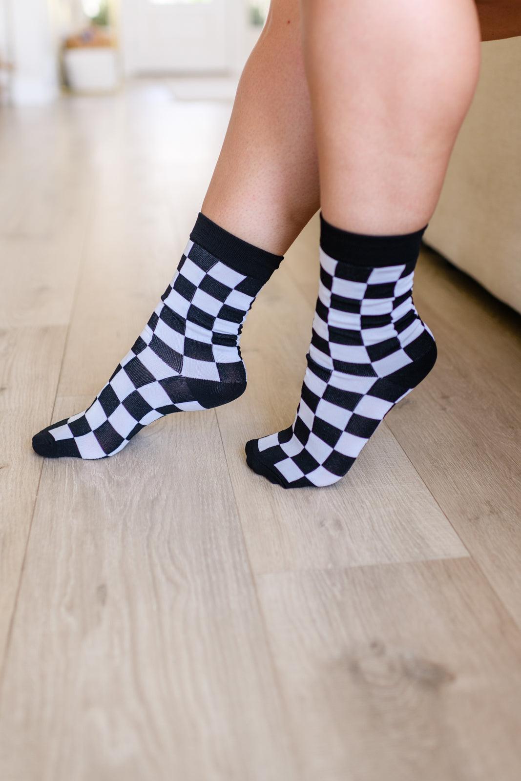 Sweet Socks Checkerboard - PEONIES & LIME