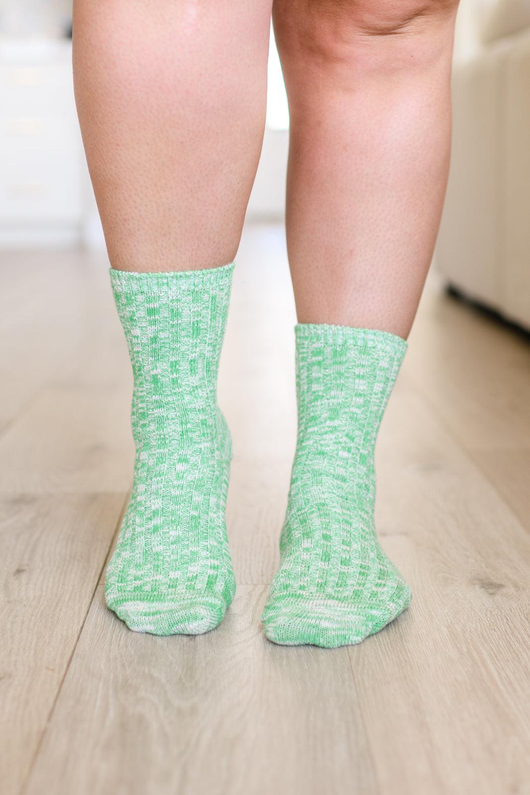 Sweet Socks Heathered Scrunch Socks - PEONIES & LIME