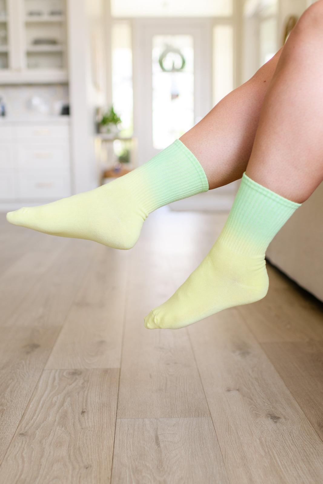 Sweet Socks Ombre Tie Dye - PEONIES & LIME