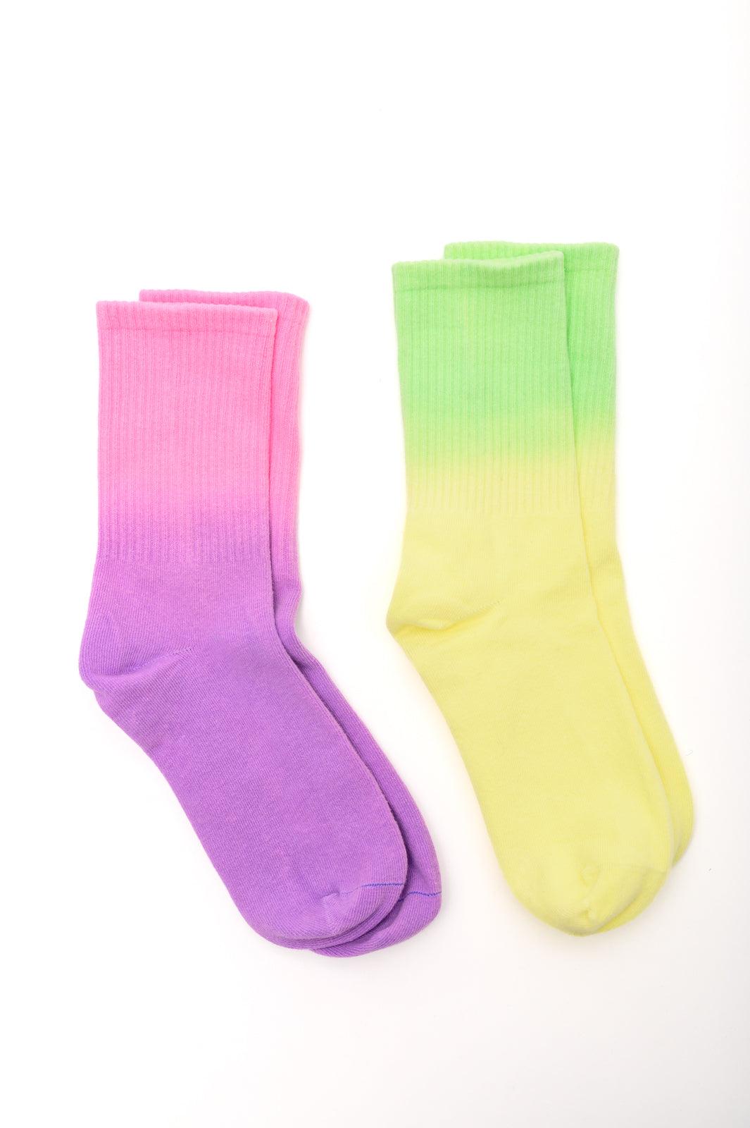 Sweet Socks Ombre Tie Dye - PEONIES & LIME