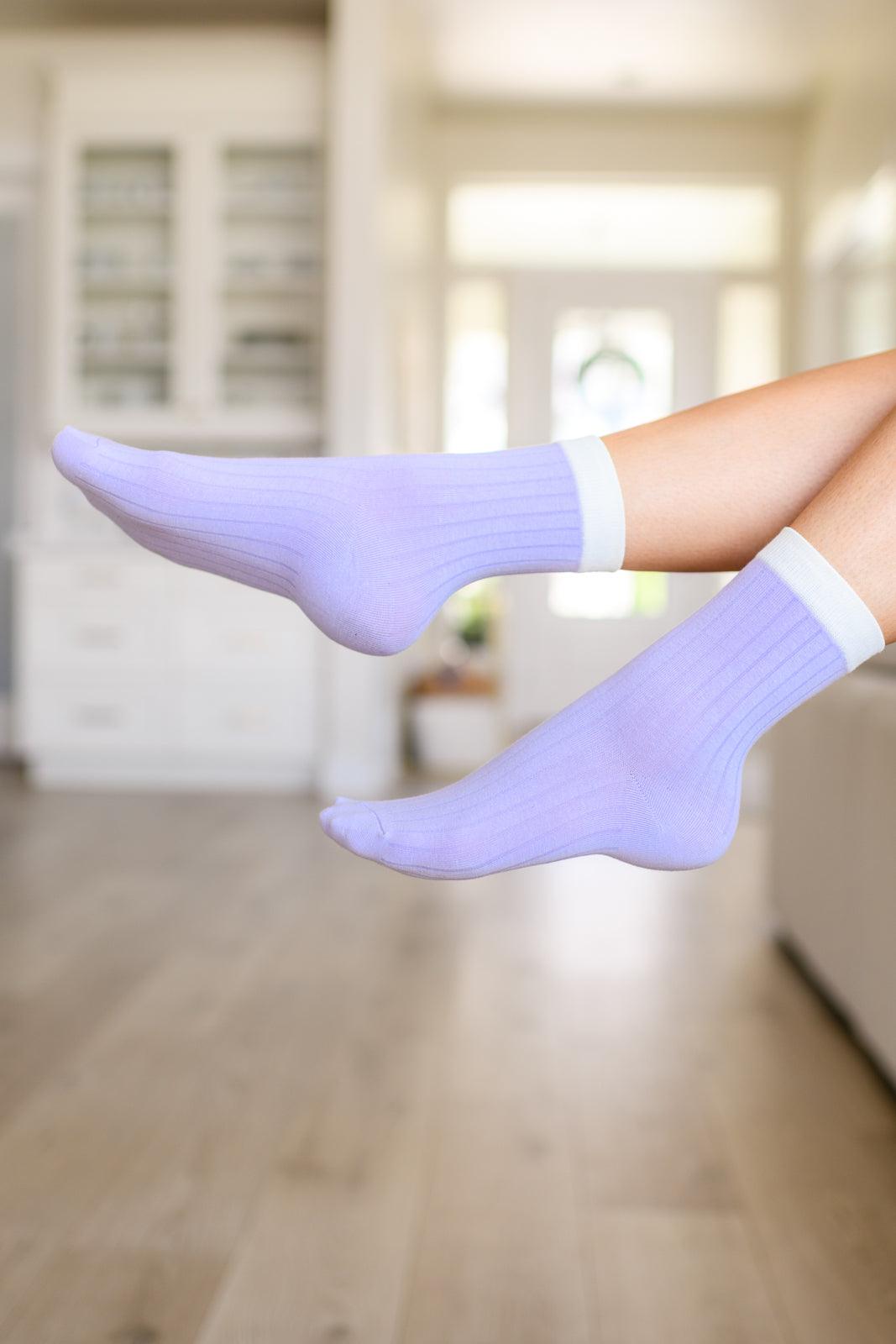 Sweet Socks Set of 4 Color Block Socks - PEONIES & LIME