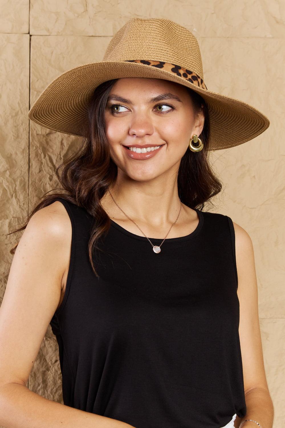 The Allison Leopard Ribbon Straw Hat - PEONIES & LIME