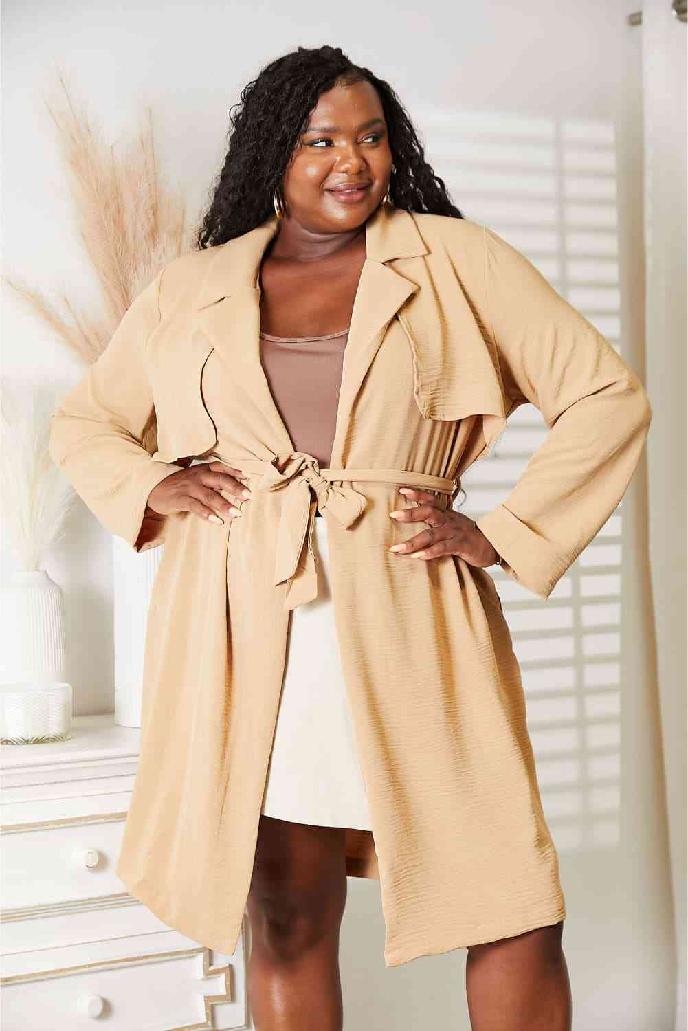The Ayanna The Tied Trench Coat with Pockets - PEONIES & LIME