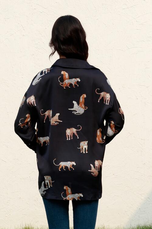 The Callie Animal Print Shirt - PEONIES & LIME