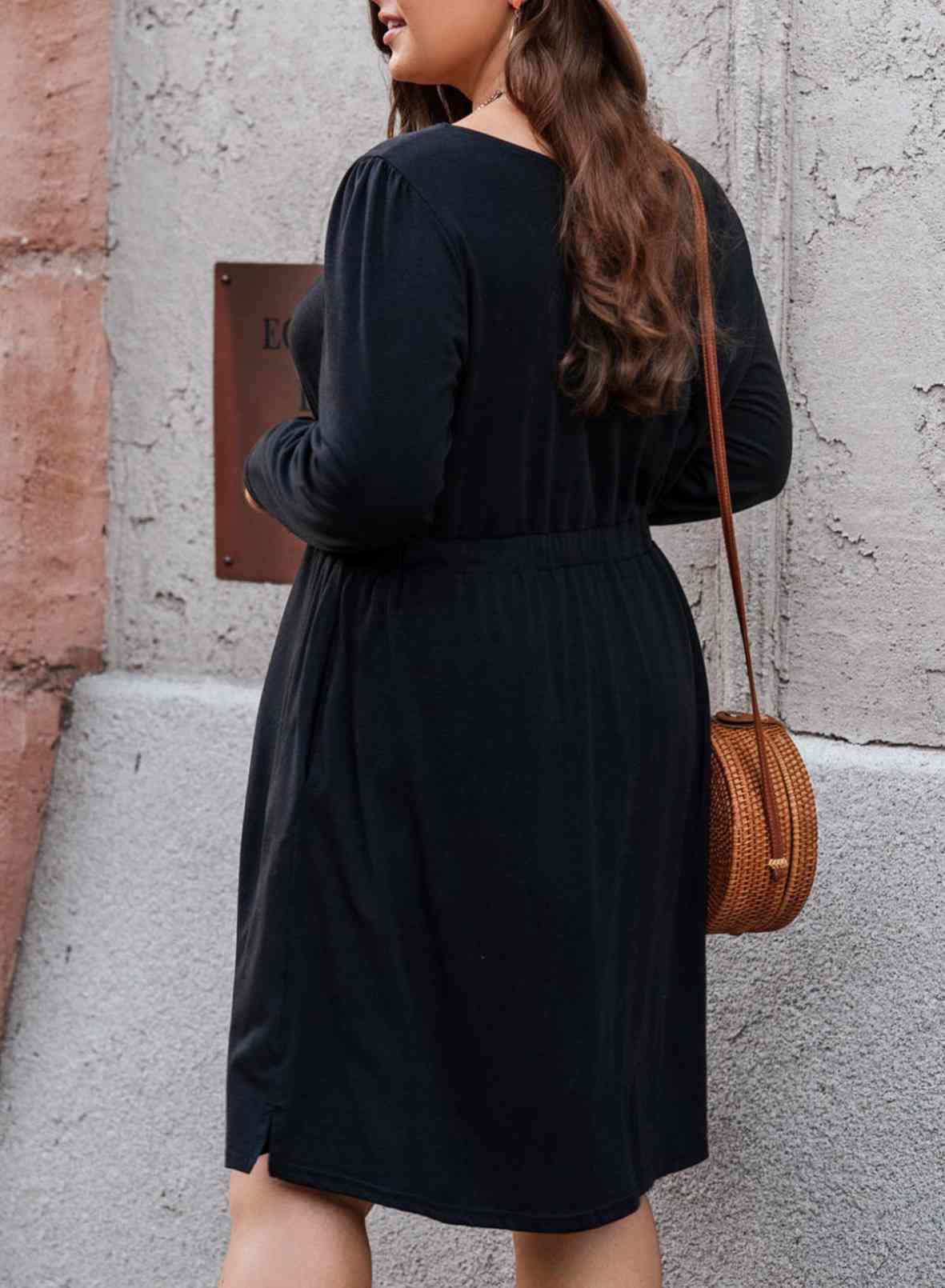 The Charlie Button Front Elastic Waist Long Sleeve Dress