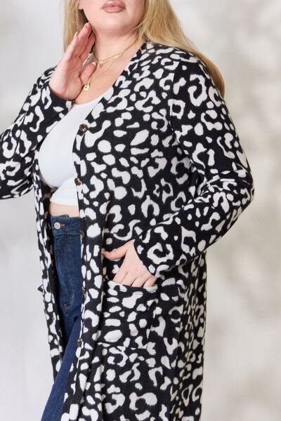 The Chasity Animal Print Button Up Cardigan - PEONIES & LIME