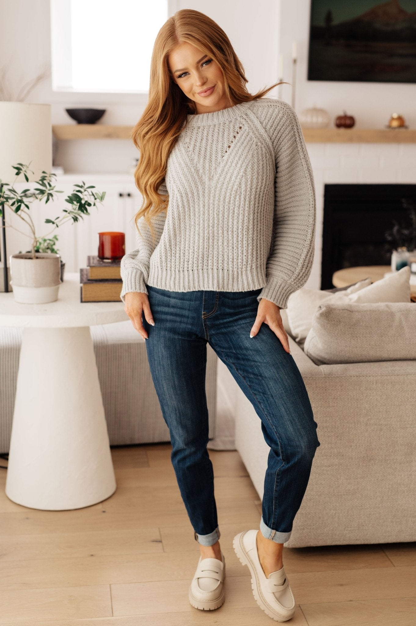 The Cori Balloon Sleeve Sweater - PEONIES & LIME