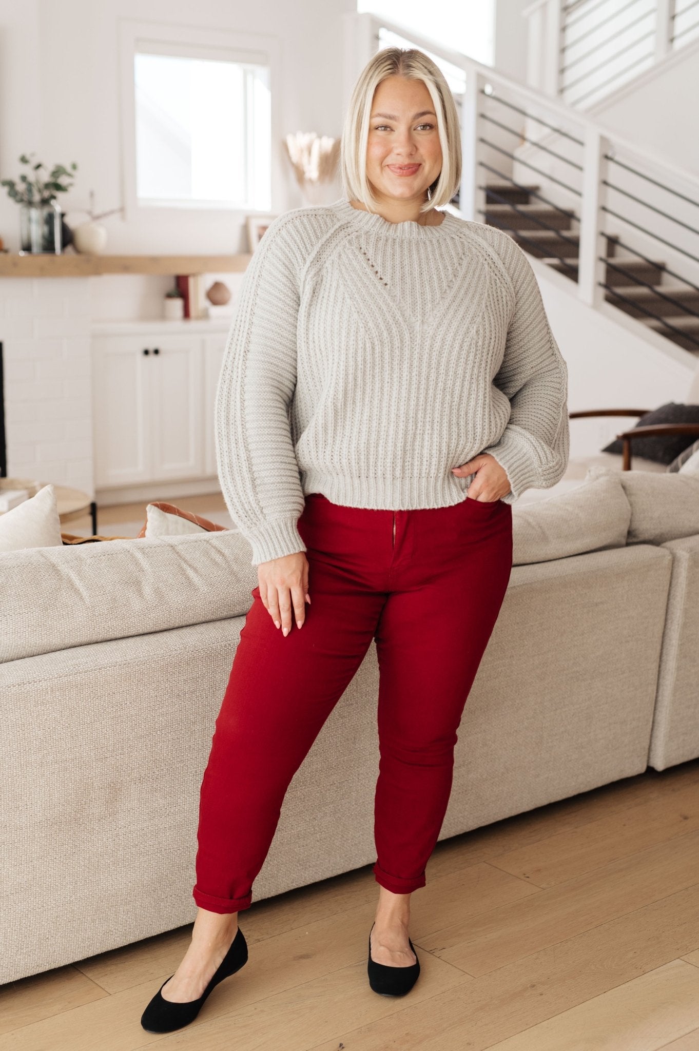 The Cori Balloon Sleeve Sweater - PEONIES & LIME
