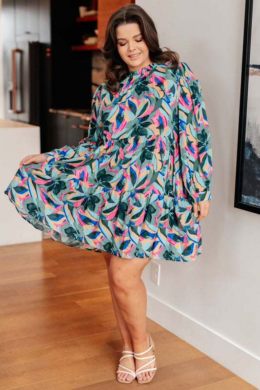 The Dhina Floral Dress - PEONIES & LIME