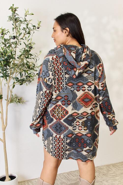 The Ember Printed Button Up Hooded Jacket