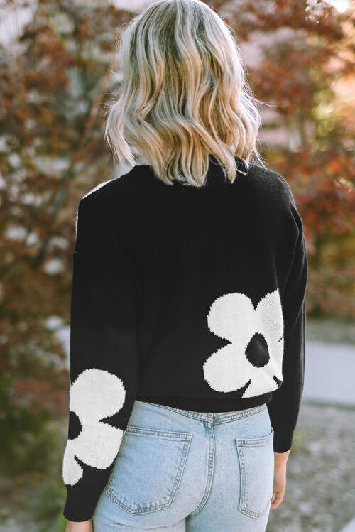 The Fauna Round Neck Floral Pattern Long Sleeve Sweater