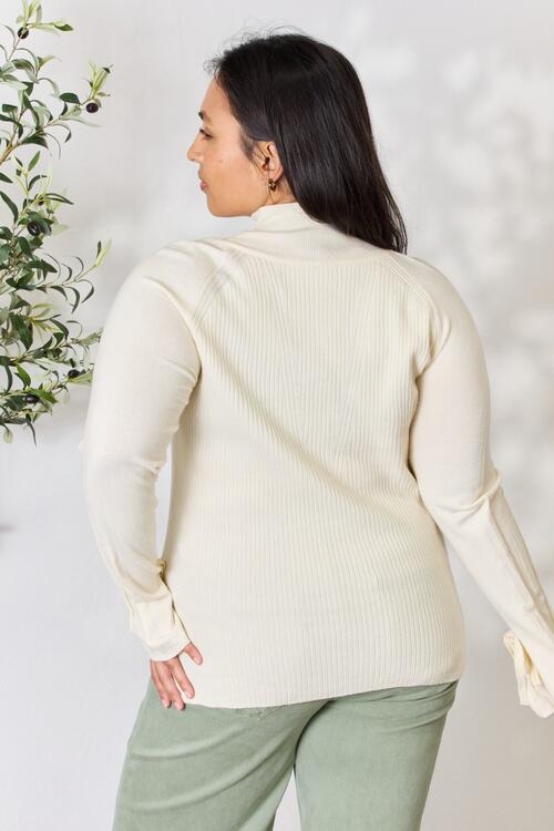 The Felicity Ribbed Bow Detail Long Sleeve Turtleneck Knit Top