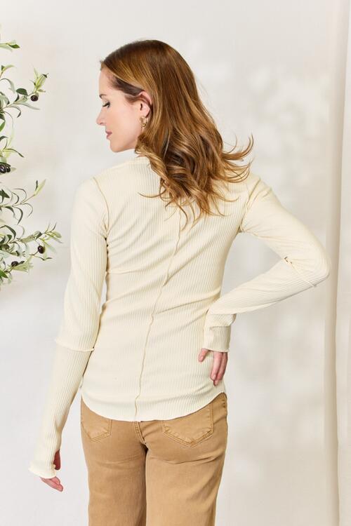 The Heidi Ribbed Round Neck Long Sleeve Top