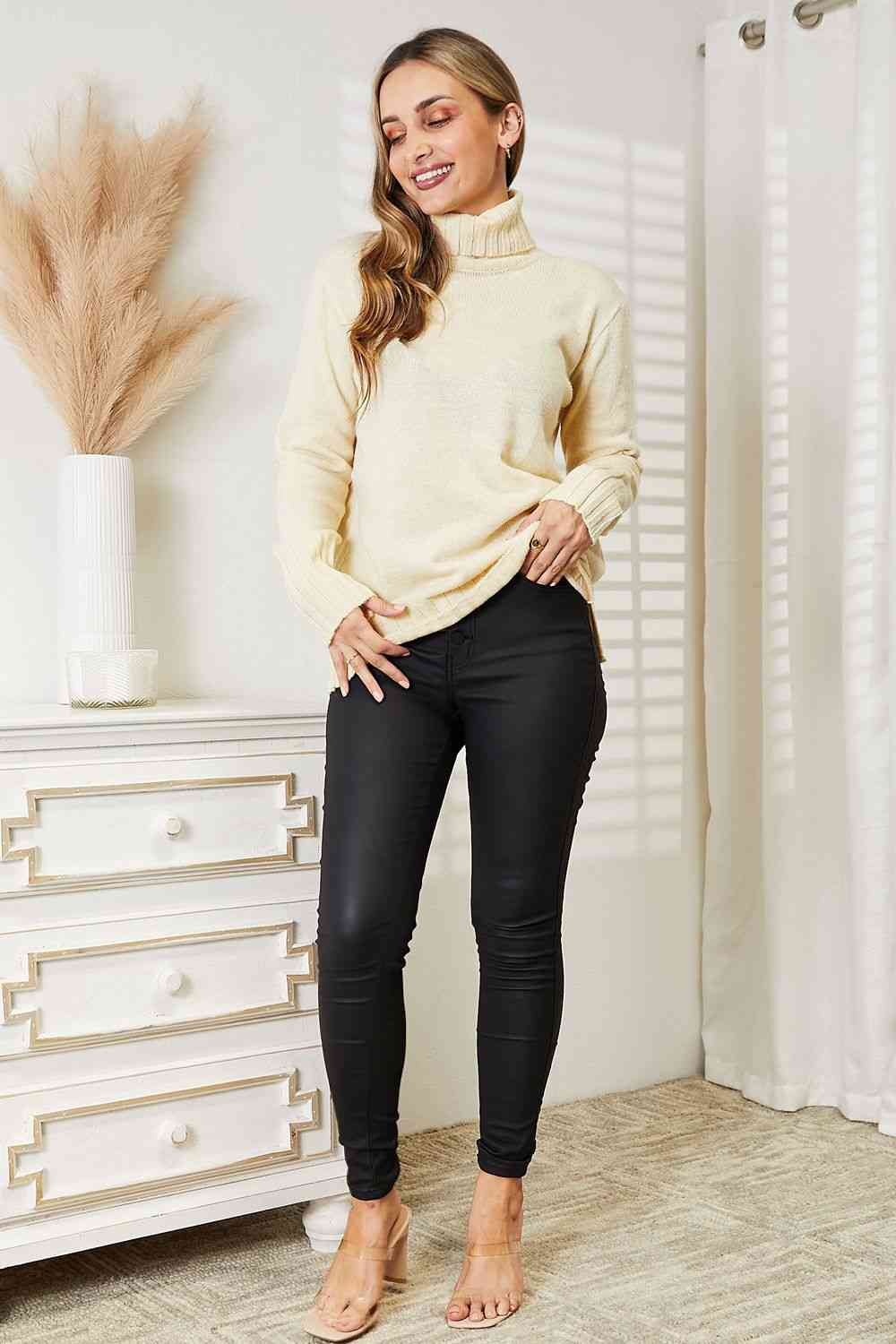 The Irina Turtleneck Sweater with Side Slit