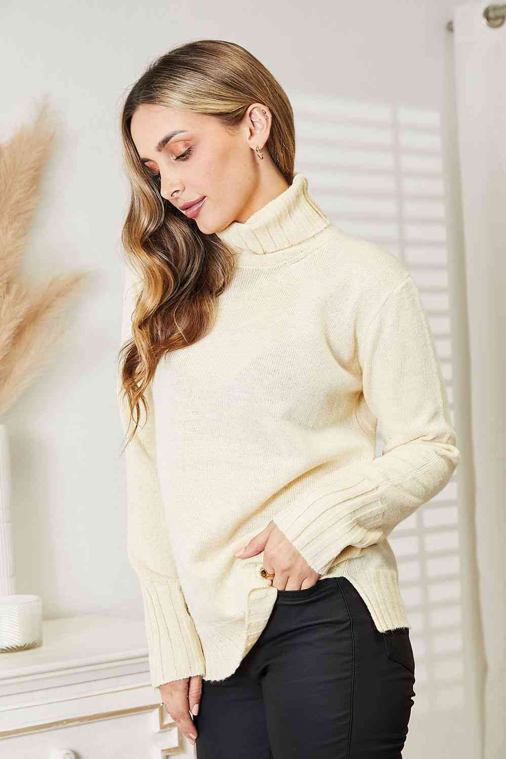 The Irina Turtleneck Sweater with Side Slit
