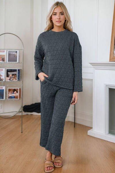 The Jane Textured and Pocketed  Pants Lounge Set