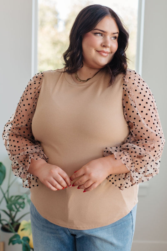 The Keleigh Dot Sleeves Blouse - PEONIES & LIME