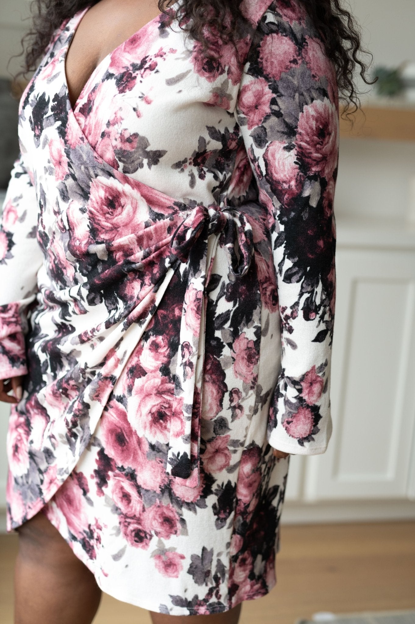The Misa Wrap Dress in White Floral - PEONIES & LIME