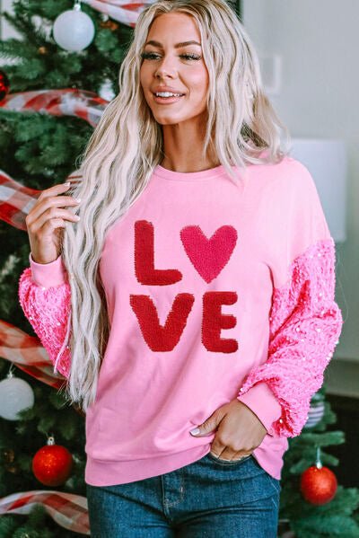 The Opal LOVE Sequin Sweatshirt - PEONIES & LIME