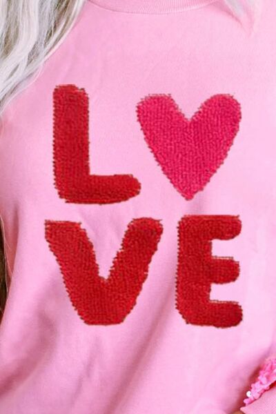 The Opal LOVE Sequin Sweatshirt - PEONIES & LIME