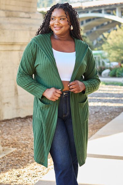The Simone Hooded Sweater Cardigan - PEONIES & LIME