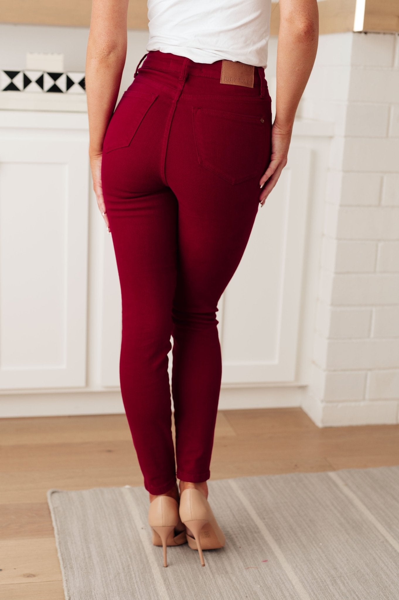 Wanda High Rise Control Top Skinny Jeans Scarlet - PEONIES & LIME