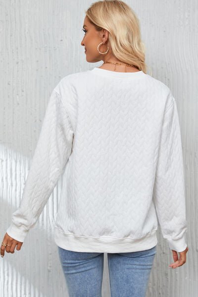 XOXO Heart Round Neck Dropped Shoulder Sweatshirt - PEONIES & LIME